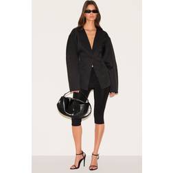 PrettyLittleThing Cocoon Sleeve Cinched Waist Pocket Blazer - Black