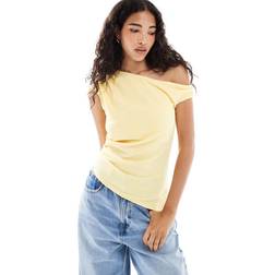 New Look Fallen Shoulder Scuba Top - Yellow