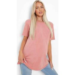 boohoo Womens Maternity Washed Out T-Shirt Pink