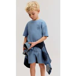H&M Boys 2-Piece Waffled Cotton Set - Blue/Palm Tree