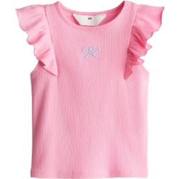 H&M Topp Med Broderat Motiv - Rosa
