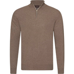 Oscar Jacobson Patton Half Zip Sweater - Beige