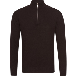 Oscar Jacobson Patton Half Zip Sweater - Brown