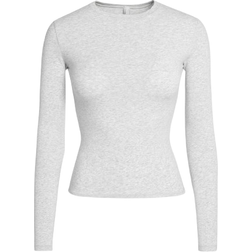 SKIMS Cotton Jersey Long Sleeve T-shirt - Light Heather Grey