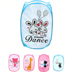 Shein 1pc Foldable Polyester Laundry Hamper, Cute Cartoon Pattern Large Capacity Storage Basket, Suitable For Home Use, Cartoon Bathroom Clothes Basket, Baby Room Toy Storage Love Valentine