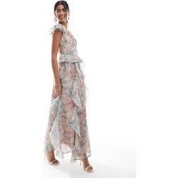 Vero Moda Chiffon Ruffle Detail One Shoulder Maxi Dress - Multi
