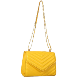 Shein Mini Fashionable Embossed V-Shaped Chain Crossbody Bag, Fashionable Butter Yellow Bag For Women