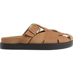 Stradivarius Leather Cage Sandals - Beige