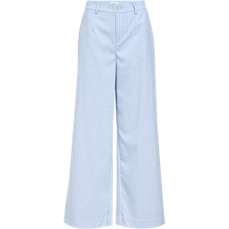 Object Lisa Wide Leg Pants - Cloud Dancer/Cornflower Blue
