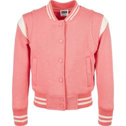 Urban Classics Girl's Inset College Sweat Jacket- Pink