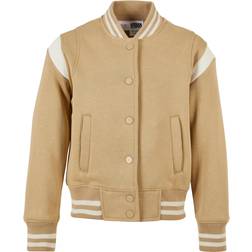 Urban Classics Girl's Inset College Sweat Jacket - Unior Beige/White Sand
