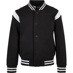 Urban Classics Boy's Inset College Sweat Jacket - Black/White