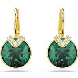 Swarovski Gold Bella Emerald Drop Earrings Round Cut - Green