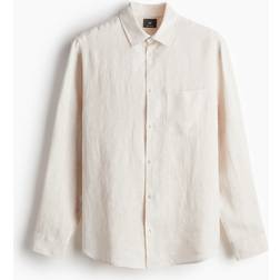 H&M Regular Fit Linen Shirt - Light Beige