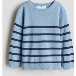 H&M Boys Striped Cotton Jumper - Light Blue