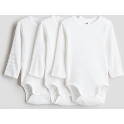 H&M Baby Ribbed Bodysuit 3-Pack - White
