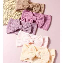 Shein Newborn Baby Girl's Soft Nylon Stretchy Bow Headbands - Suitable