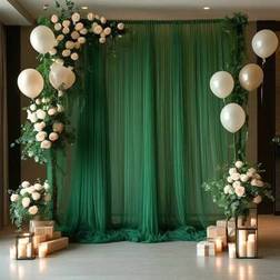 Shein Romantic Moss Green Polyester Mesh Curtain