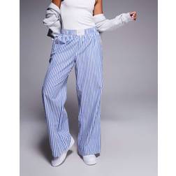 Nike Stripe Poplin Wide Leg Trousers - Blue/White