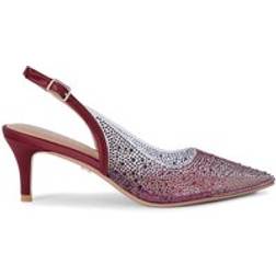 Carvela Positano Vinyl Sling Low Jewelled Court Shoes - Wine