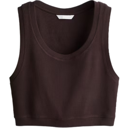 H&M Short Ribbed Tank Top - Dark Brown