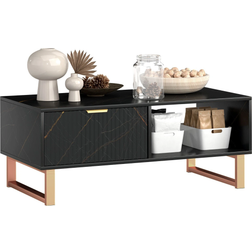 Homcom Marble Effect Black Coffee Table 50x100cm