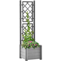 vidaXL Garden Planter with Trellis - Grey 43x43x142cm