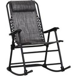 OutSunny Folding Rocking Chair Zero Gravity Headrest Grey