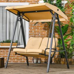 OutSunny 2 Seater Beige Garden Swing Chair Adjustable Canopy