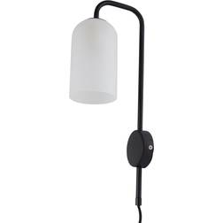 firstchoicelighting Victoria Black Plug in with Frosted Glass Shade Wall light