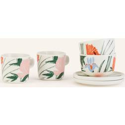 Marimekko Puutarhakutsut Servicesæt 6 Dele White Green Orange Spisestel