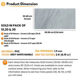 NOVECRAFTO Rectangular Vinyl Floor Tiles Peel Stick 30 Pcs