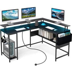 Casart L-Shaped Gaming Desk with LED Lights