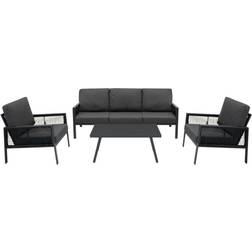 MonsterShop Aluminium 4 Piece Sofa Anthracite Grey Outdoor Lounge Set