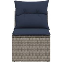 vidaXL Garden Navy Blue Rattan Polyester Medium Seats 2 Outdoor Sofa