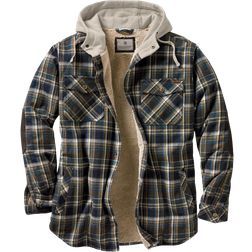 Legendary Whitetails Men's Camp Night Berber Lined Hooded Flannel Shirt Jacket - Upland Plaid