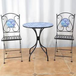 Home Source Ocean Seater Shell Mosaic Blue Bistro Set, Table incl. 2 Chairs