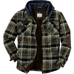 Legendary Whitetails Men's Camp Night Berber Lined Hooded Flannel Shirt Jacket - Union Plaid