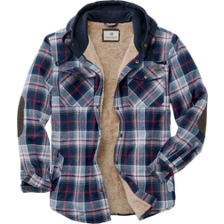 Legendary Whitetails Men's Camp Night Berber Lined Hooded Flannel Shirt Jacket - Night River Plaid