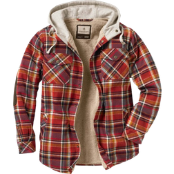 Legendary Whitetails Men's Camp Night Berber Lined Hooded Flannel Shirt Jacket - Cardinal Arrowood Plaid