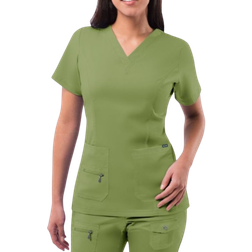Adar Womens Pro Elevated V-Neck Scrub Top - Spring Leaf