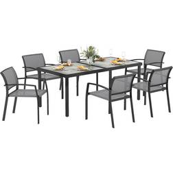 OutSunny Sitzgruppe 7 Tlg Für 6 Personen Essgruppe