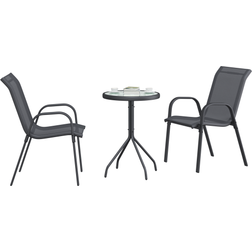 vidaXL 3 Piece Garden Anthracite Textilene Steel Bistro Set