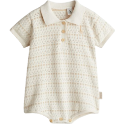 H&M Pointelle-Knit Romper Suit - Light Beige/Patterned (1283500001)