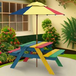 OutSunny Kids Picnic Bench with Removable Parasol 44.5 x 96 x 11.5 cm