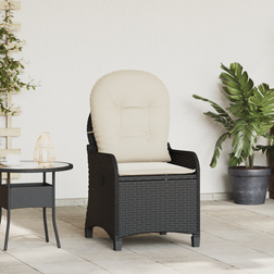 vidaXL Recliner Stol Med Pude Sort Poly Rattan