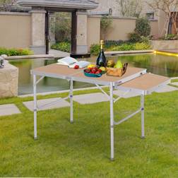 OutSunny Aluminium Picnic Table Bamboo Brown