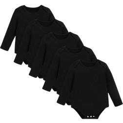 Shein SHEIN 5pcs/Set Baby Boy Casual Solid Color Rompers, Versatile Long Sleeve Bodysuit, All Season
