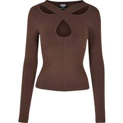 Urban Classics Crossed Cut Out Long Sleeve T-shirt - Brown