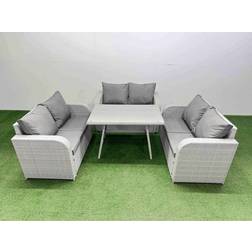 Fimous 6-Seater Rectangular Table Light Grey Patio Dining Set